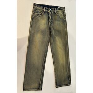 NWT Mens Distressed Jeans Green/yellow tones Size 30